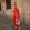 vestido com parte superior estampada