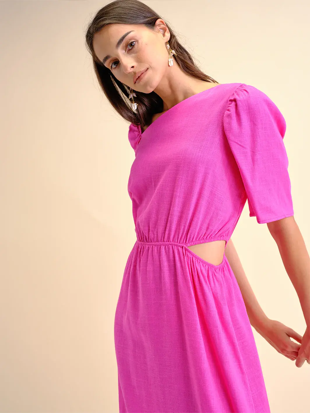 vestido linho abertura
