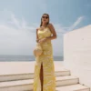 vestido comprido estampado