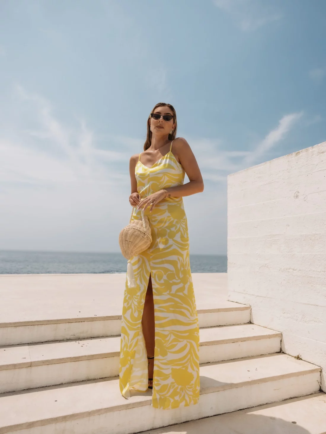 vestido comprido estampado