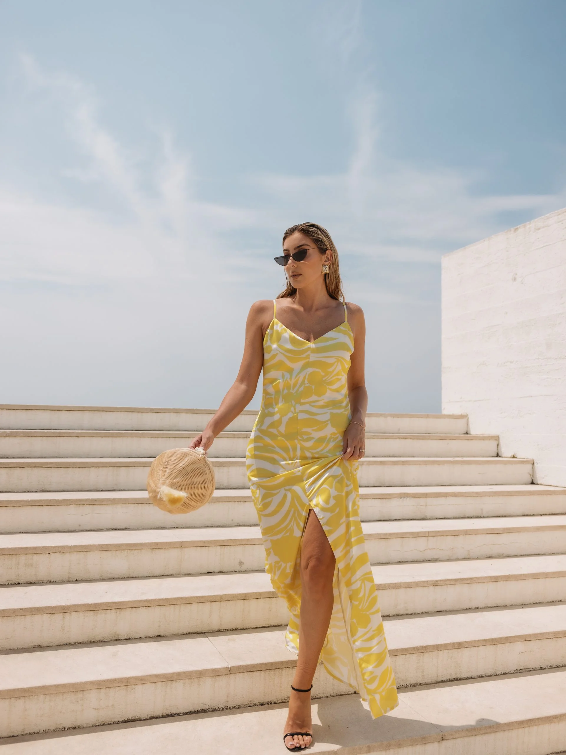 vestido comprido estampado
