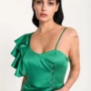 vestido manga com folho