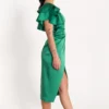 vestido manga com folho