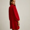 vestido vermelho curto de manga abaloada