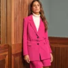 blazer rosa bombazine cinto